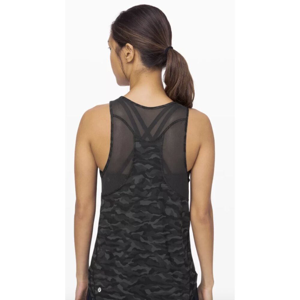LULULEMON Sculpt Tank II Top in Sequoia Camo Print Deep Coal Black Workout Gym - Picture 2 of 13